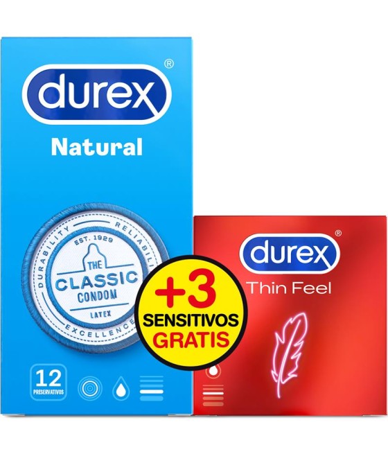TengoQueProbarlo Pack Natural 12 ud y Sensitivo Suave 3 ud DUREX  Anticonceptivos y Preservativos Naturales