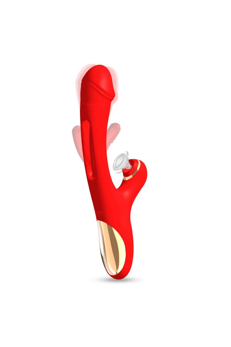 TengoQueProbarlo Fiter Vibrador con Succión y Lengua Flip-Flap 3 Motores Rojo INTOYOU  Vibradores para Mujer