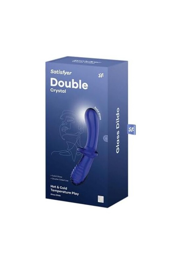 SATISFYER DOUBLE CRYSTAL DILDO HOT & COLD TEMPERATURE PLAY LIGHT BLUE 1UN