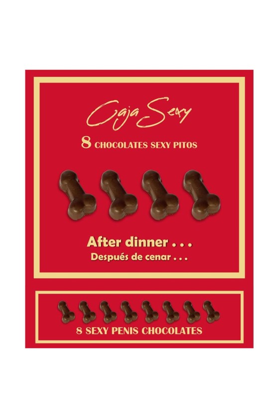 TengoQueProbarlo Caja Roja Sexy Forma de Pene Chocolate Negro 8 unidades DIVERTY SEX  Golosinas Eróticas Divertidas
