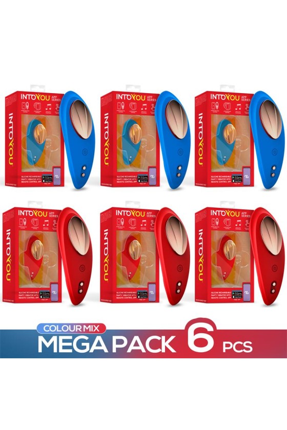 TengoQueProbarlo Pack 6 Surtido Vibradot de Braguita con APP 3 Rojas y 3 Azules INTOYOU APP SERIES  Huevos Vibradores Control Re