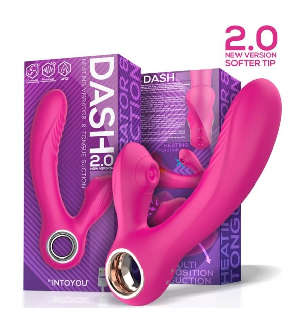 Dash 2.0 Softer Tip Vibrador, Succionador con Lengua Estimuladora y Funcion Calor Silicona USB