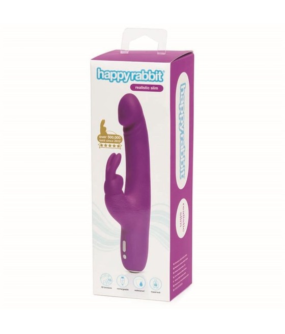 TengoQueProbarlo Vibrador Slimline Realistic USB Purpura HAPPY RABBIT  Vibradores para Mujer