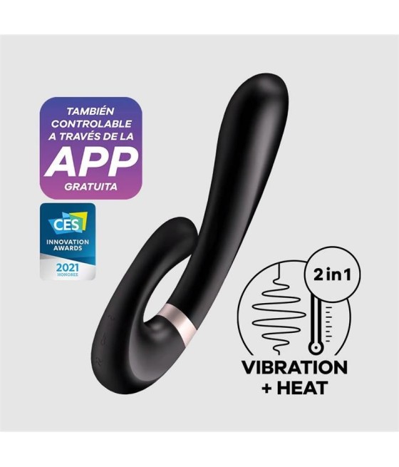 TengoQueProbarlo Heat Wave Warming Rabbit Vibrator Black APP Cl.32 SATISFYER  Rotadores para Mujer