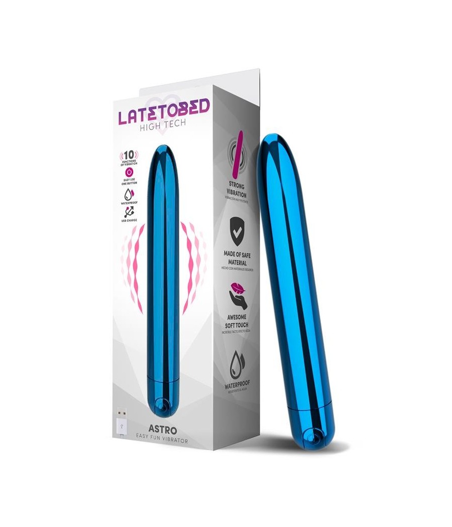 TengoQueProbarlo Astro Vibrador 10 Funciones 18.5 cm USB Azul LATETOBED  Vibradores para Mujer