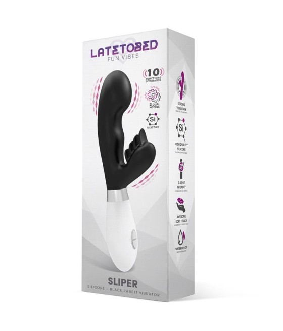 TengoQueProbarlo Sliper Vibrador Conejito Silicona Negro LATETOBED  Vibradores para Mujer