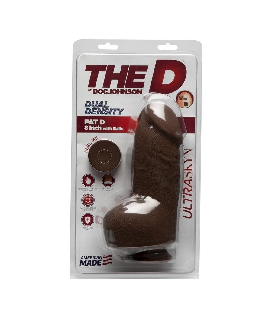 TengoQueProbarlo Dildo Dual Density Fat D con Testículos 8 Ultraskyn Chocolate THE D BY DOC JOHNSON  Dildos con Ventosa