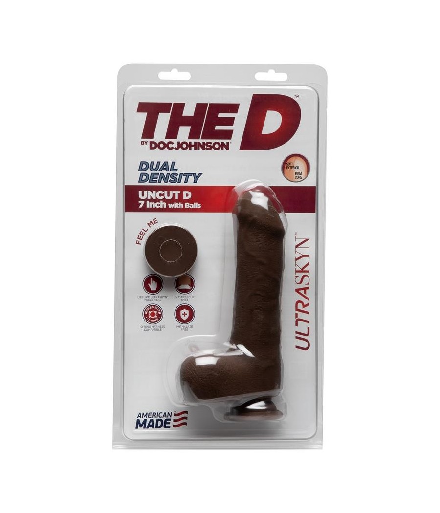 TengoQueProbarlo Dildo Dual Density Uncut D con Test?culos 7 Ultraskyn Chocolate THE D BY DOC JOHNSON  Dildos con Ventosa