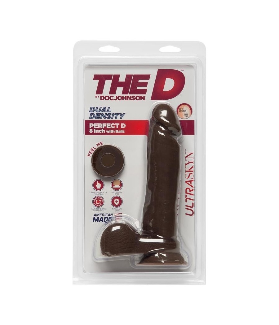 TengoQueProbarlo Dildo Dual Densisty Perfect D con Testículos 8 Chocolate THE D BY DOC JOHNSON  Dildos con Ventosa