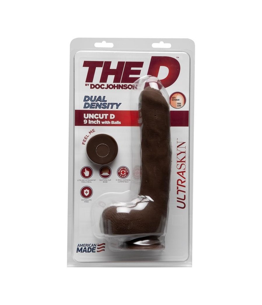 TengoQueProbarlo Dildo Dual Density Uncut D con Testículos 9 Ultraskyn Chocolate THE D BY DOC JOHNSON  Dildos con Ventosa