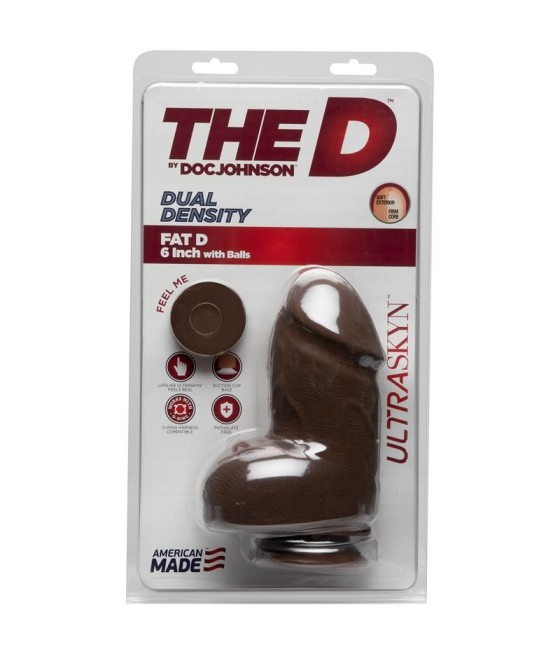 TengoQueProbarlo Dildo Dual Density Fat D con Testículos 6 Ultraskyn Chocolate THE D BY DOC JOHNSON  Dildos con Ventosa