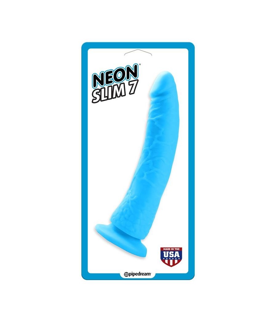 TengoQueProbarlo Neon Dildo Slim 7 Azul NEON  Dildos con Ventosa