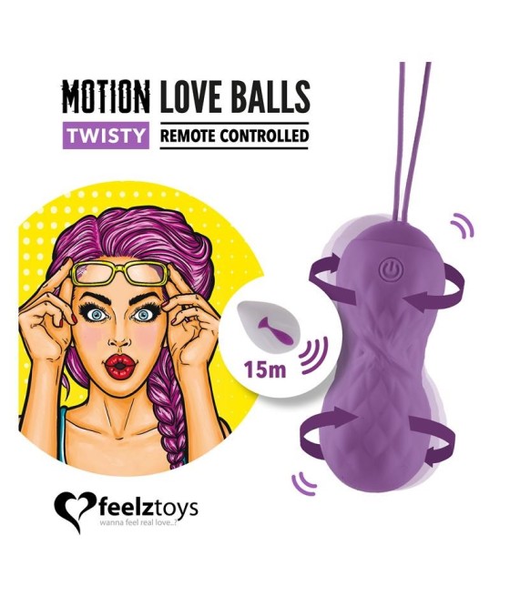 TengoQueProbarlo Huevo Vibrador Motion Love Balls con Control Remoto Twisty P?rpura FEELZTOYS  Huevos Vibradores Control Remoto