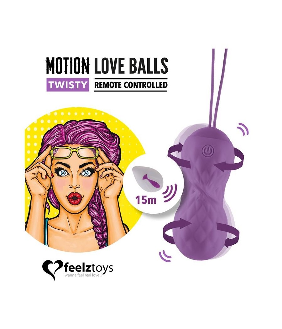 TengoQueProbarlo Huevo Vibrador Motion Love Balls con Control Remoto Twisty P?rpura FEELZTOYS  Huevos Vibradores Control Remoto