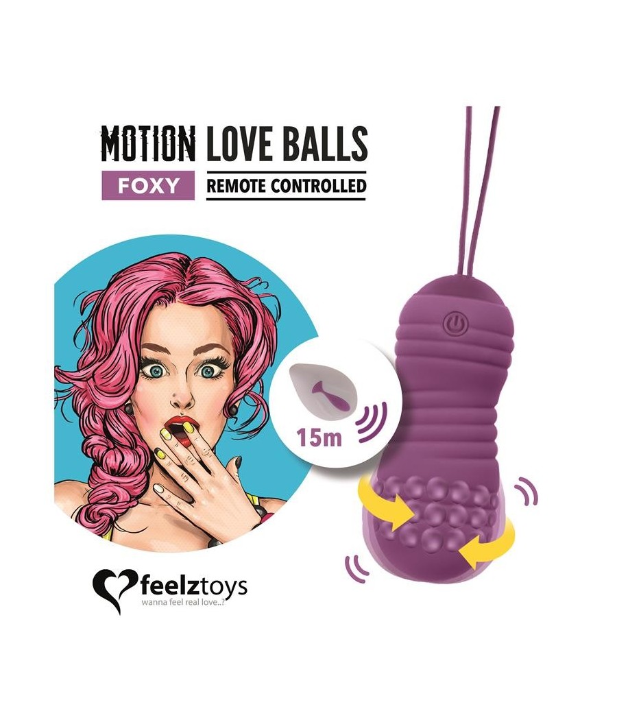TengoQueProbarlo Huevo Vibrador Motion Love Balls con Control Remoto Foxy P?rpura FEELZTOYS  Huevos Vibradores Control Remoto