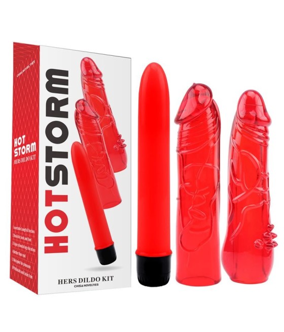 TengoQueProbarlo Kit Dildo y Vibrador Hers Dildo Kit Rojo CHISA  Juegos Eróticos Parejas