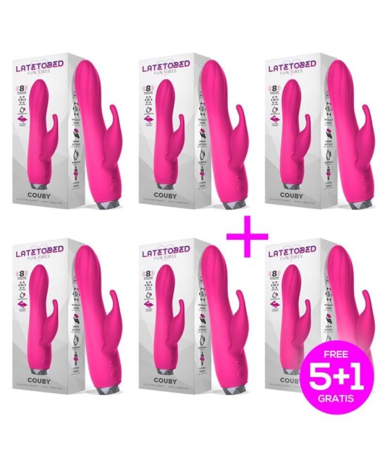 TengoQueProbarlo Pack 5+1 Couby Vibrador de Conejito Silicona Rosa LATETOBED  Vibradores para Mujer