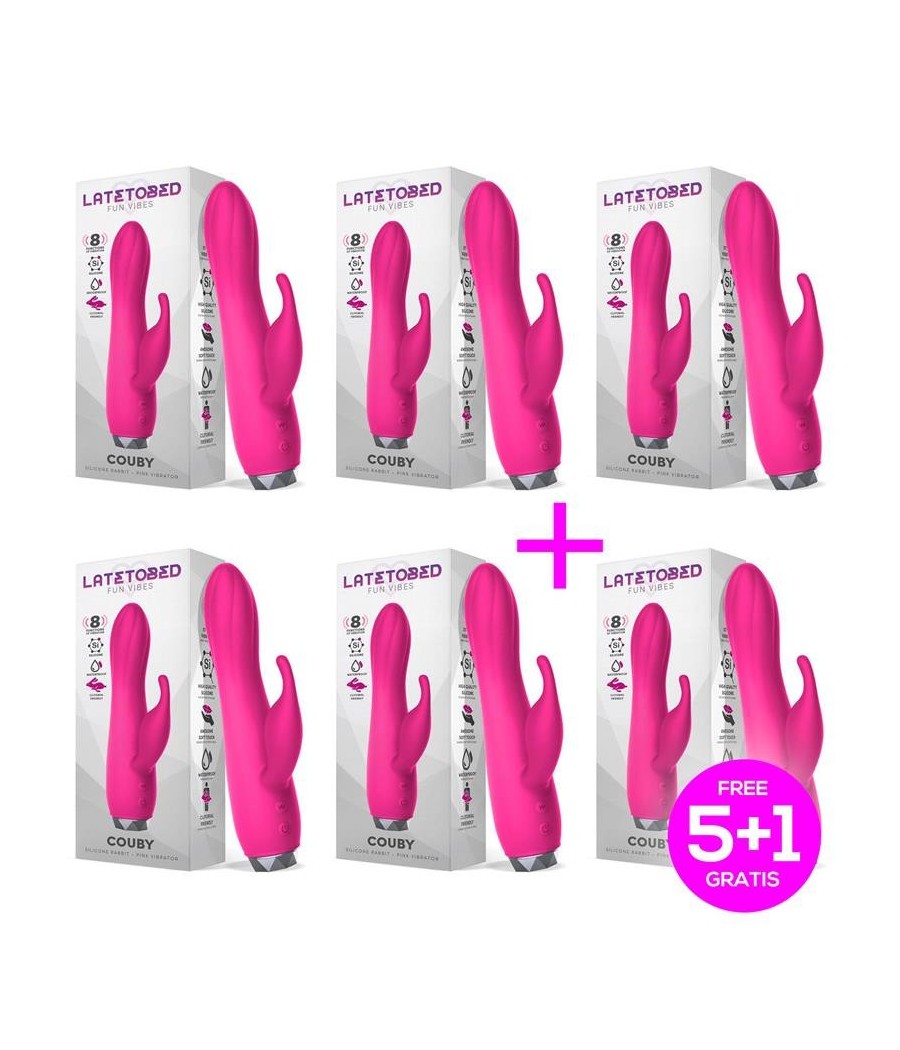 TengoQueProbarlo Pack 5+1 Couby Vibrador de Conejito Silicona Rosa LATETOBED  Vibradores para Mujer