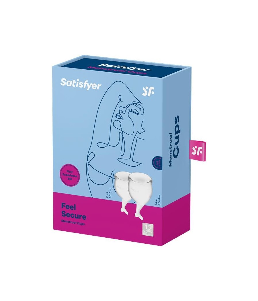 TengoQueProbarlo Copas Menstruales Feel Secure Transparent Pack de 2 SATISFYER  Copas Menstruales