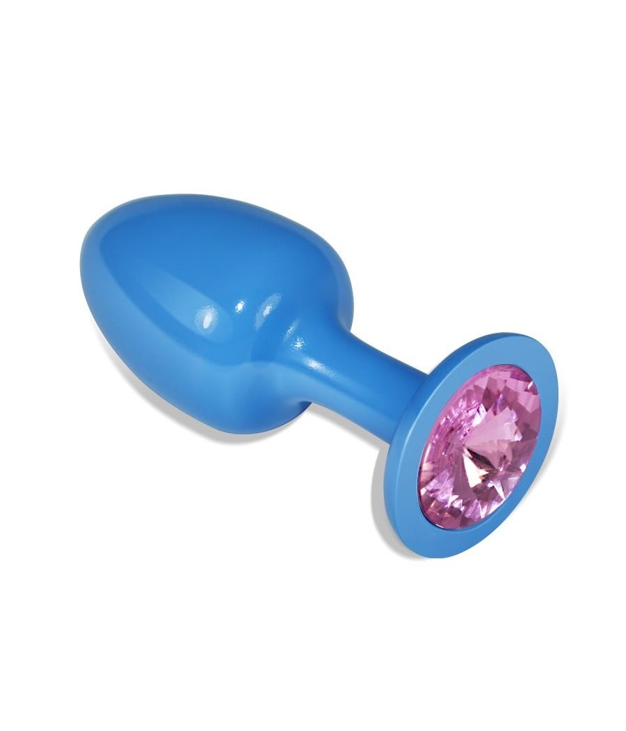 TengoQueProbarlo Plug Anal de Metal Azul Rosebud con Joya Rosa LOVETOY  Plugs Eróticos