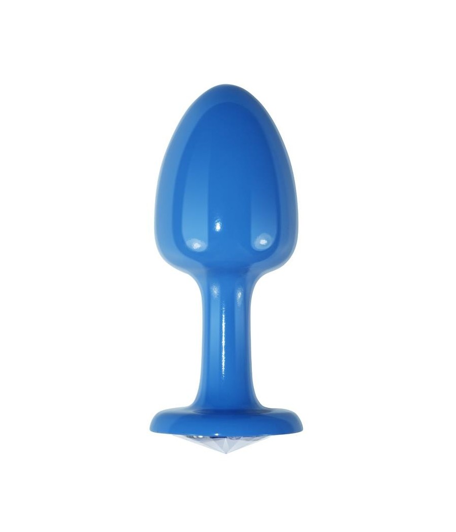 TengoQueProbarlo Plug Anal de Metal Azul Rosebud con Joya Transparente LOVETOY  Plugs Eróticos