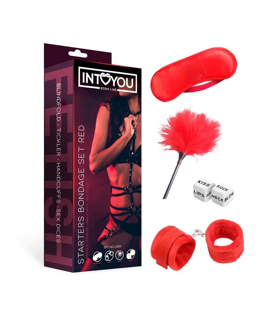 TengoQueProbarlo Set de Bondage para Principiantes Starters 4 Piezas Rojo INTOYOU BDSM LINE  Kits BDSM