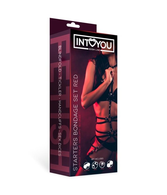 TengoQueProbarlo Set de Bondage para Principiantes Starters 4 Piezas Rojo INTOYOU BDSM LINE  Kits BDSM