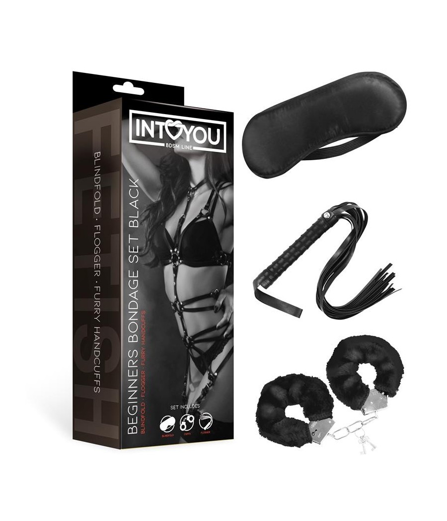 TengoQueProbarlo Set de Bondage para Principiantes Beginners 3 Piezas Negro INTOYOU BDSM LINE  Kits BDSM
