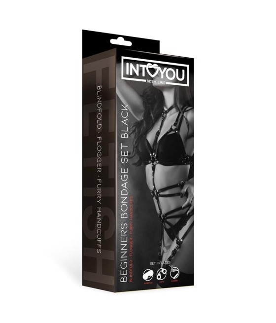 TengoQueProbarlo Set de Bondage para Principiantes Beginners 3 Piezas Negro INTOYOU BDSM LINE  Kits BDSM