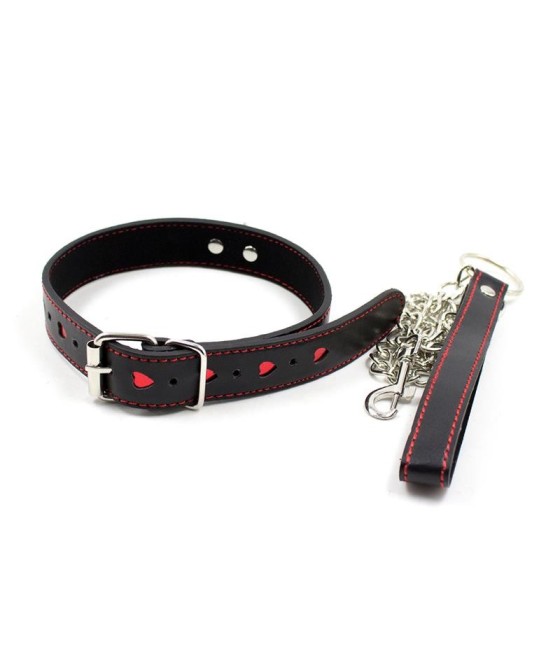 TengoQueProbarlo Collar con Cadena de Metal Negro/Rojo LATETOBED BDSM LINE  Joyería Íntima