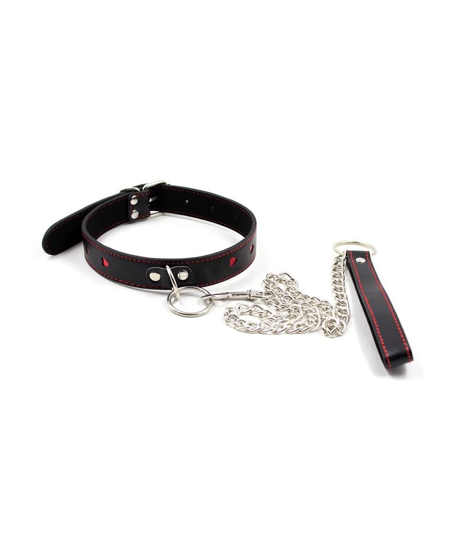 TengoQueProbarlo Collar con Cadena de Metal Negro/Rojo LATETOBED BDSM LINE  Joyería Íntima