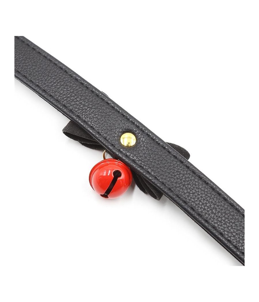 TengoQueProbarlo Collar con Lazo y Cascabel 44 cm Negro/Rojo LATETOBED BDSM LINE  Joyería Íntima