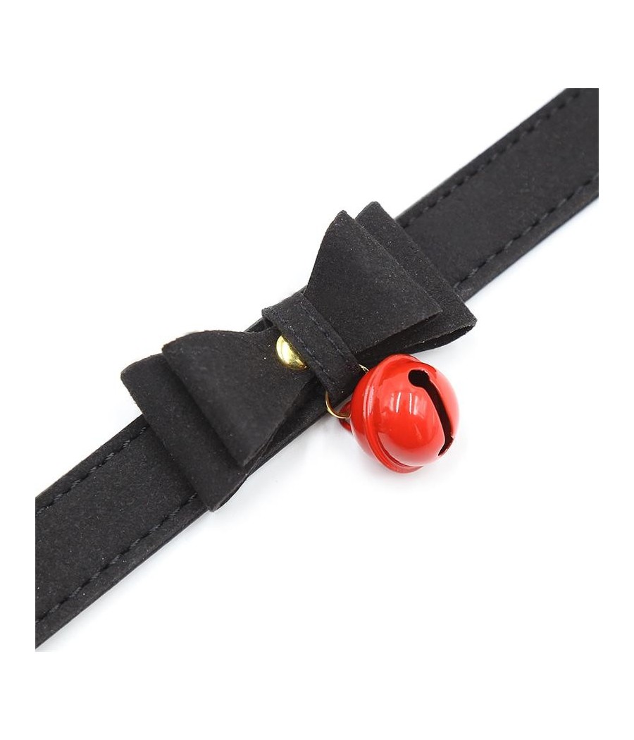 TengoQueProbarlo Collar con Lazo y Cascabel 44 cm Negro/Rojo LATETOBED BDSM LINE  Joyería Íntima