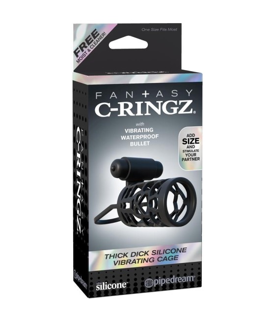 TengoQueProbarlo Fantasy C-Ringz Jaula Vibradora de Silicona para el Pene Color Negro FANTASY C-RINGZ  Anillos Pene