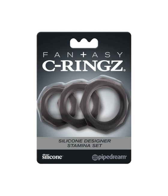 TengoQueProbarlo Fantasy C-Ringz Set de 3 Anillos de Silicona Color Negro FANTASY C-RINGZ  Anillos Pene