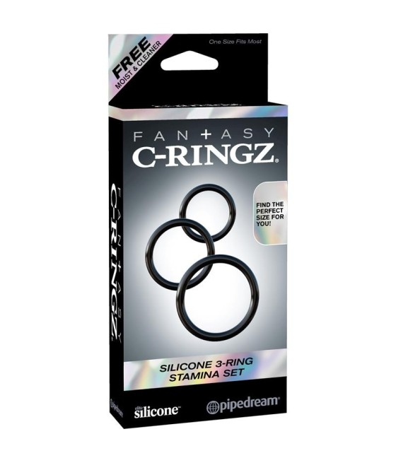 TengoQueProbarlo Fantasy C-Ringz Set de 3 Anillos de Silicona Color Negro FANTASY C-RINGZ  Anillos Pene