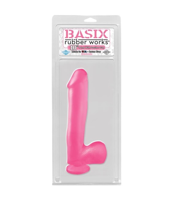 TengoQueProbarlo Basix Rubber Works  25,4 cm Verga y Test?culos con Ventosa - Color Rosa BASIX RUBBER WORKS  Penes Realísticos