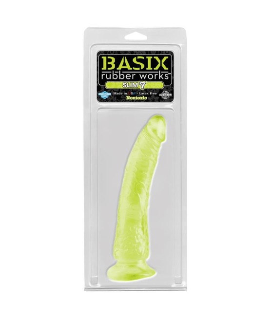 TengoQueProbarlo Basix Rubber Works  Slim 17,78 cm con Ventosa - Color Fosforescente BASIX RUBBER WORKS  Penes Realísticos