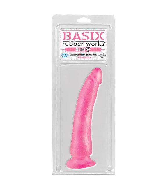 TengoQueProbarlo Basix Rubber Works  Slim 17,78 cm con Ventosa - Color Rosa BASIX RUBBER WORKS  Penes Realísticos