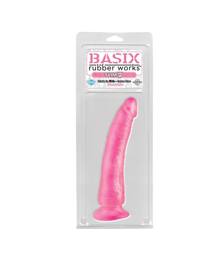 TengoQueProbarlo Basix Rubber Works  Slim 17,78 cm con Ventosa - Color Rosa BASIX RUBBER WORKS  Penes Realísticos