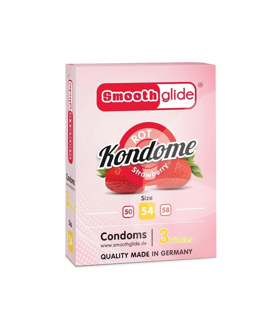 TengoQueProbarlo Preservativos Fresa Talla 54 Pack de 3 SMOOTHGLIDE  Anticonceptivos y Preservativos de Sabores