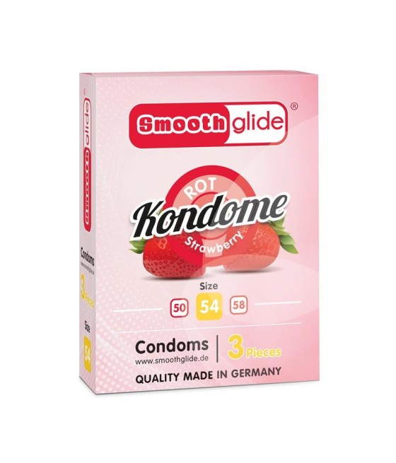 TengoQueProbarlo Preservativos Fresa Talla 54 Pack de 3 SMOOTHGLIDE  Anticonceptivos y Preservativos de Sabores