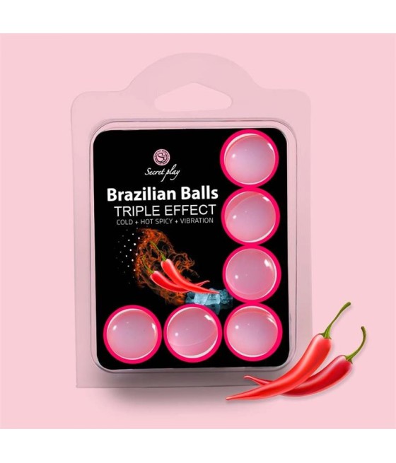 TengoQueProbarlo Set 6 Brazilian Balls Triple Efecto (Calor, Frio y Vibraci?n) SECRET PLAY  Aceite de Masajes