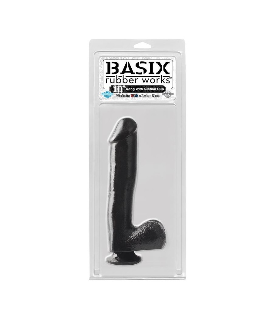 TengoQueProbarlo Basix Rubber Works  25,4 cm Verga y Test?culos con Ventosa - Color Negro BASIX RUBBER WORKS  Penes Realísticos