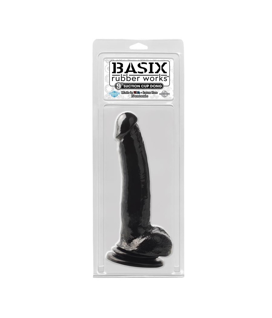 TengoQueProbarlo Basix Rubber Works 22,9 cm Verga y Test?culos con Ventosa - Color Negro BASIX RUBBER WORKS  Penes Realísticos