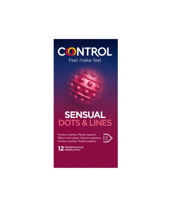 TengoQueProbarlo Preservativos con Estrias Sensual Dots and Lines 12 unidades CONTROL  Anticonceptivos y Preservativos Especiale