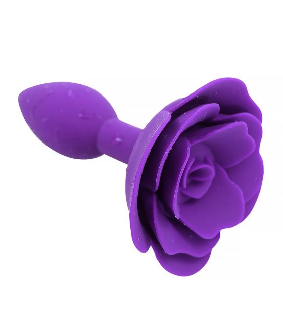 Plug Anal de Silicona con Rosa Púrpura