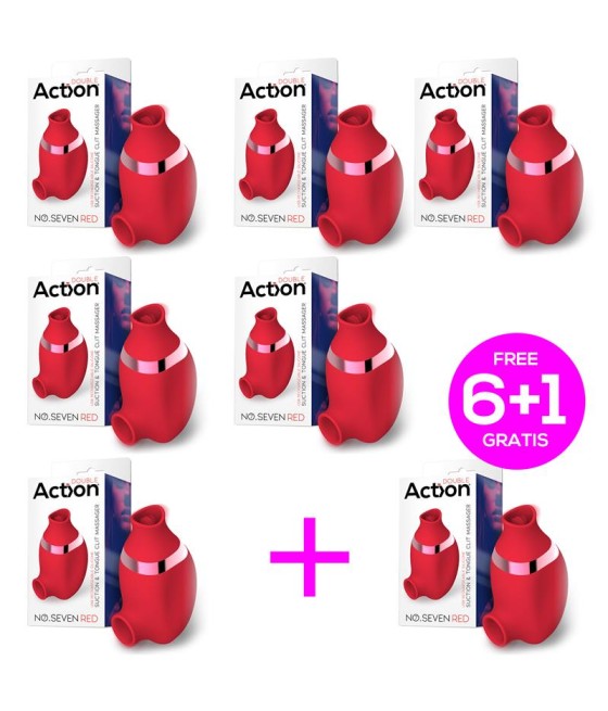 Pack 6+1 No. Seven Estimulador Clítoris y Lengua Rojo