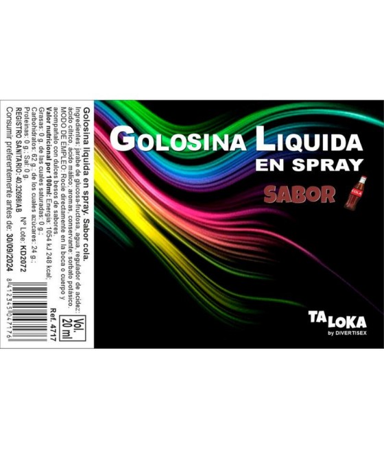 TengoQueProbarlo Golosina L?quida en Spray Sabor Cola 20 ml TALOKA  Golosinas Eróticas Divertidas