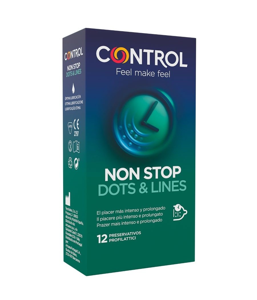 TengoQueProbarlo CONTROL - NONSTOP PUNTOS Y ESTRIAS PRESERVATIVOS 12 UNIDADES CONTROL CONDOMS  Anticonceptivos y Preservativos E
